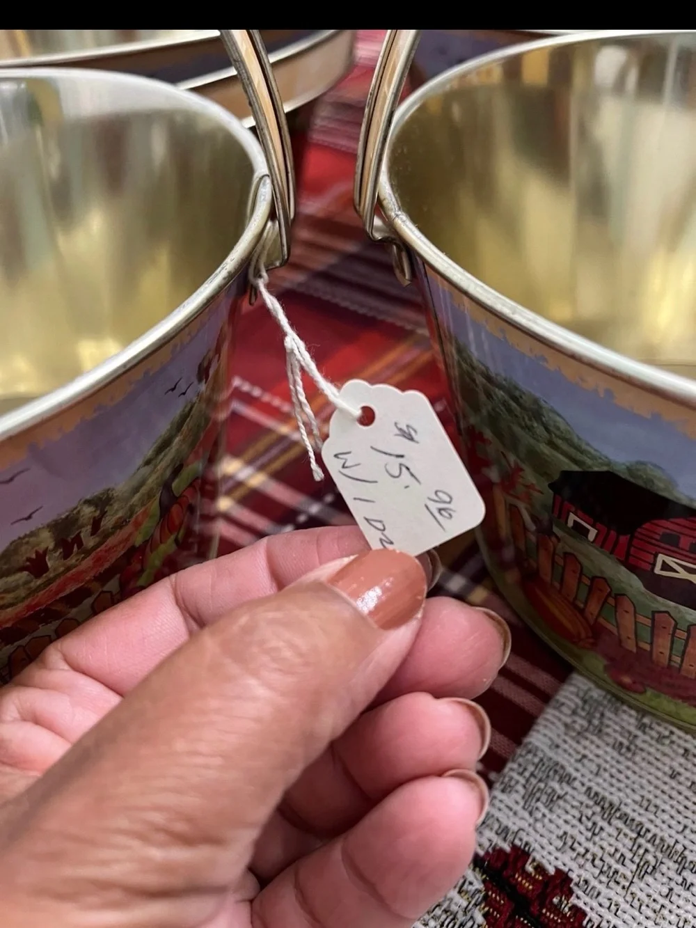 Gold Metal Serving Fall Buckets with Handles - Set of 6